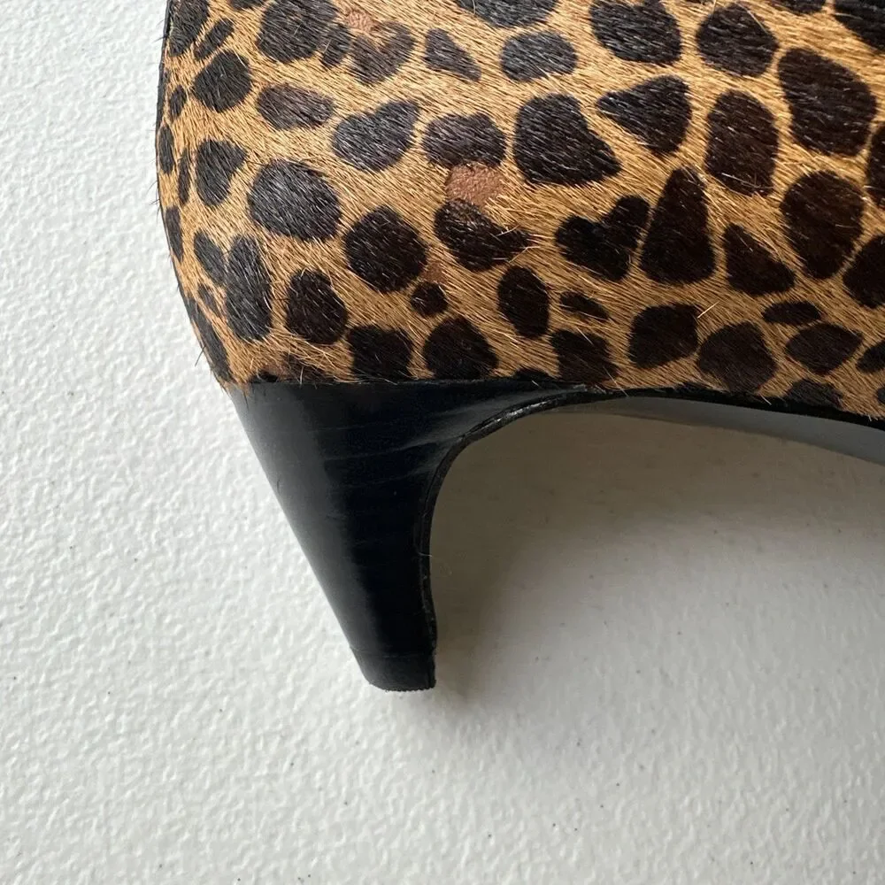 Nine West Women's Size 8 Pumps Leopard Animal Print Pointed Toe Kitten Heel